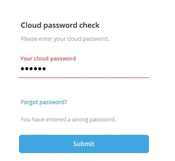 密码错误的提示