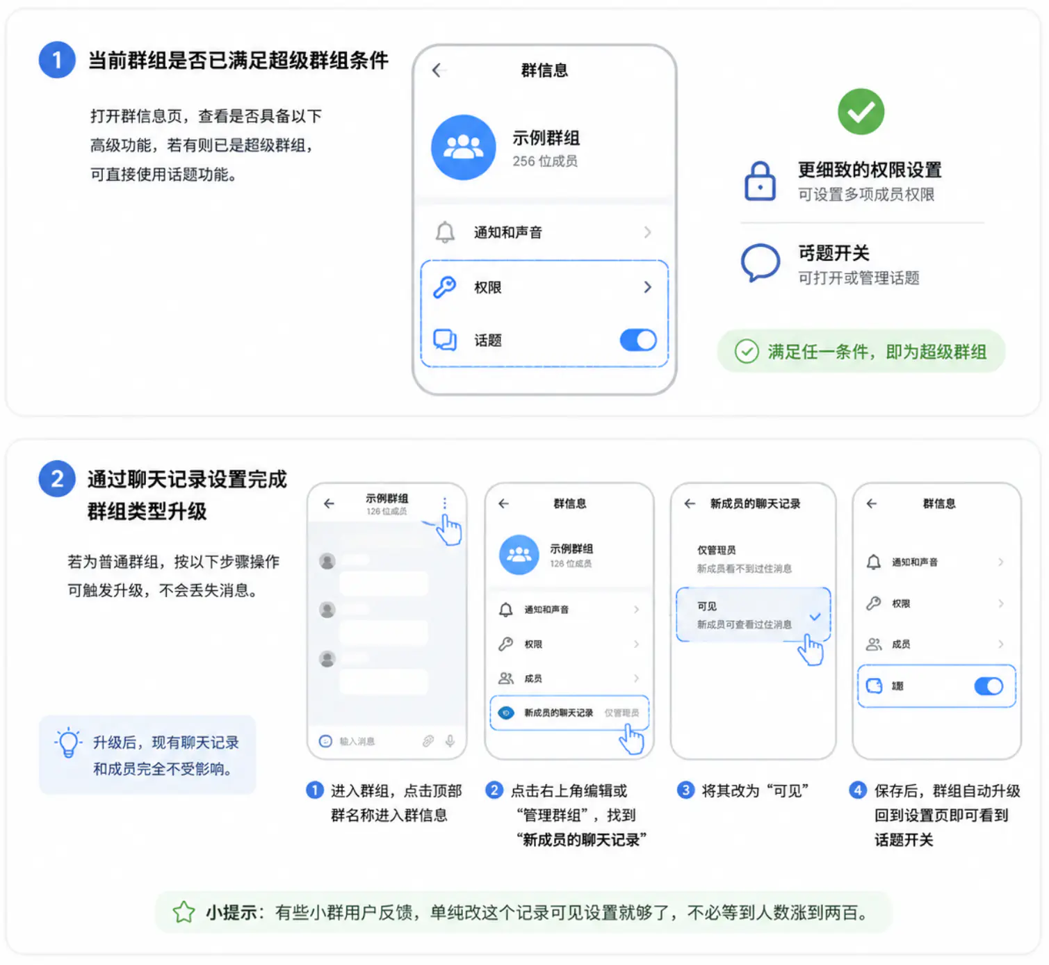 将普通群组转换为支持话题的超级群组