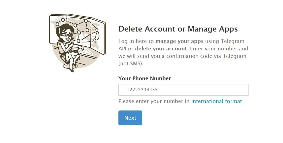 电报账号官方管理界面