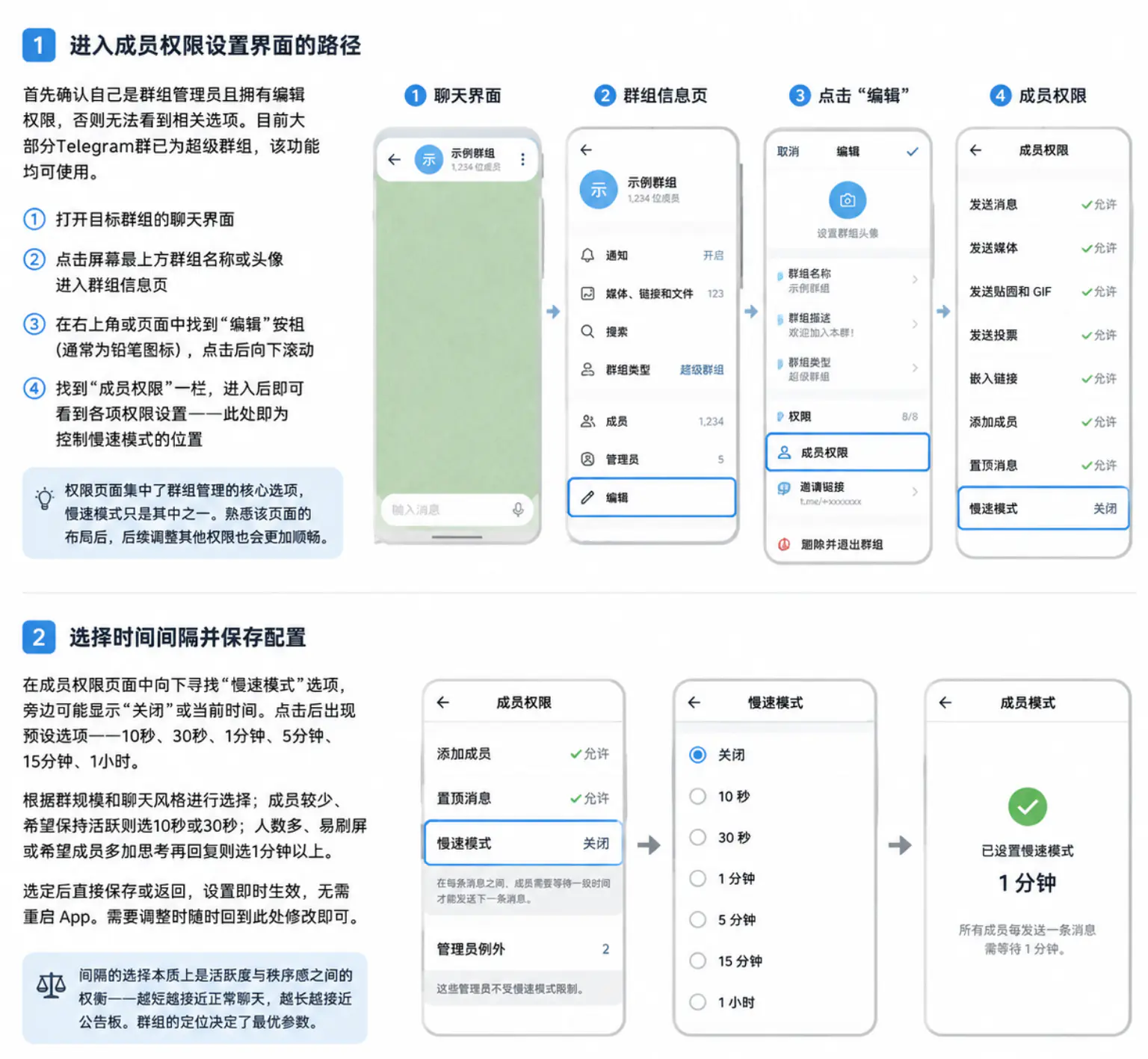 群组管理员开启慢速模式的详细步骤